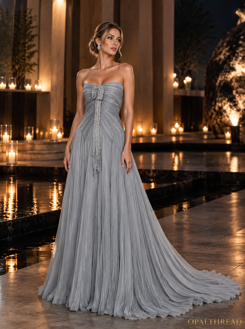Silver Serenity — Evening couture piece by OpalThread