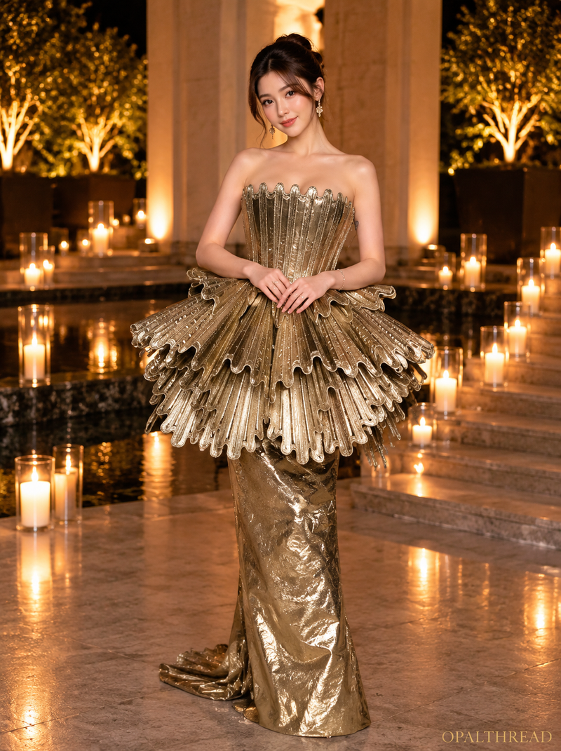 Golden Sculpt — Evening couture piece by OpalThread