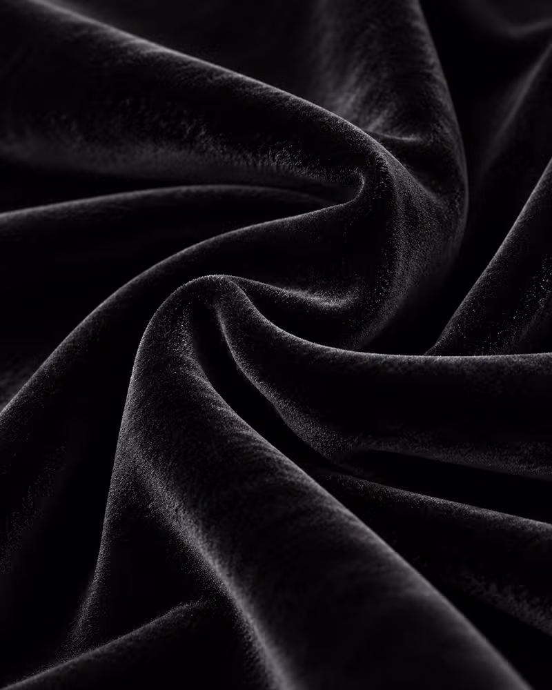 Deep black silk velvet with rich plush pile