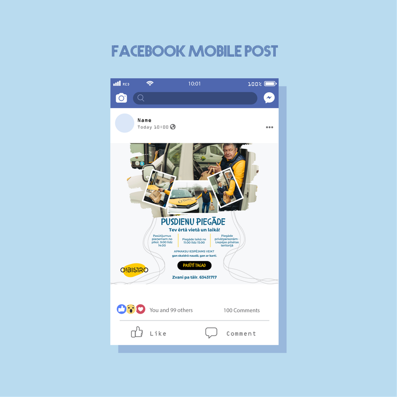 Facebook Mobile Post — Light Version — O! Bistro promotional design