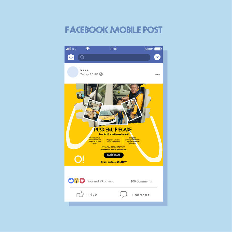 Facebook Mobile Post — Yellow Version — O! Bistro promotional design