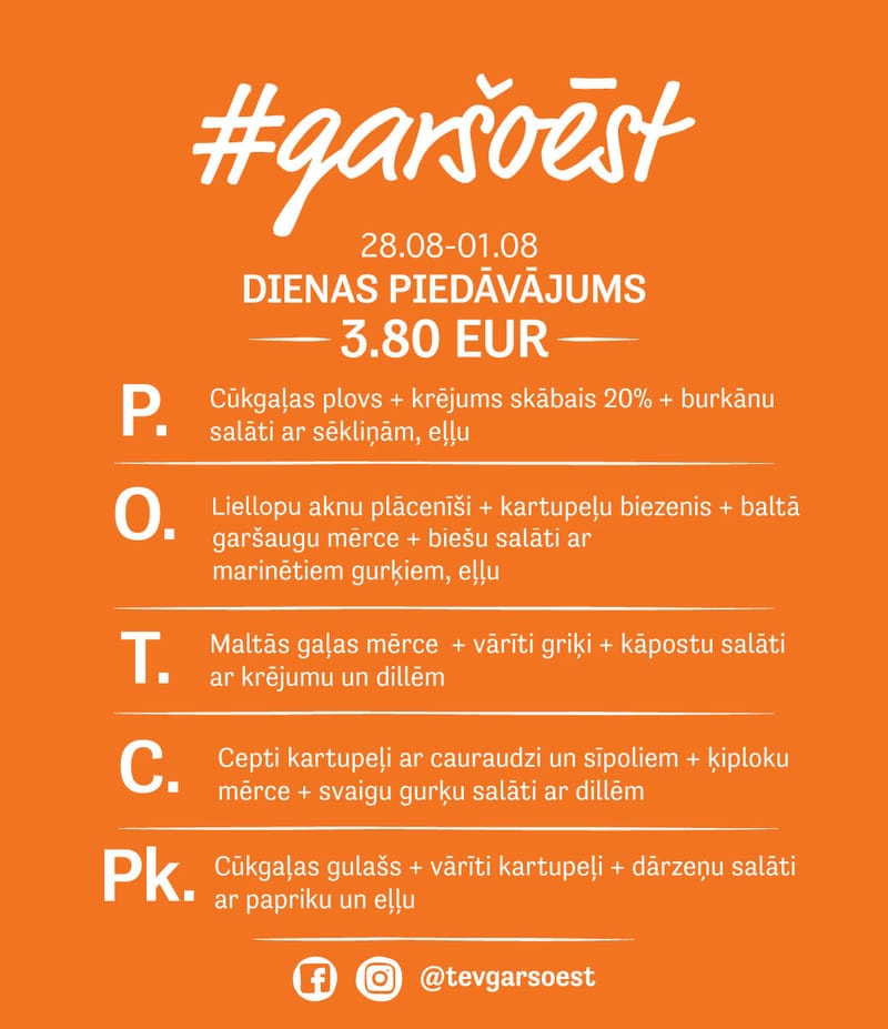 #garšoēst — Daily Offer Graphic — O! Bistro promotional design