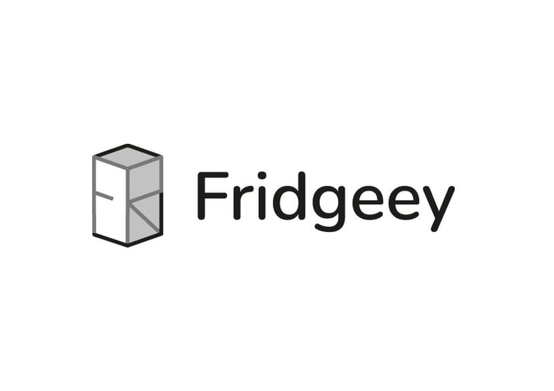 Fridgeeey logo in white on a black background