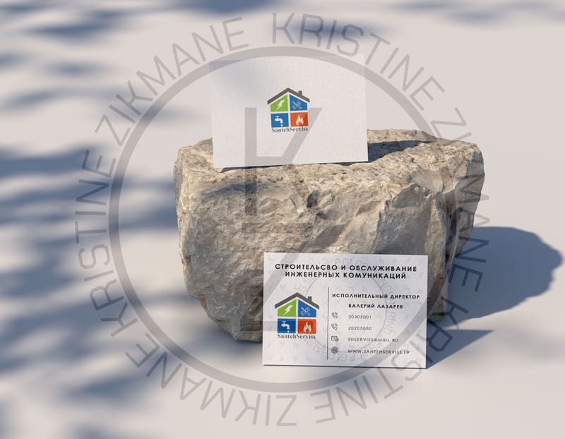 Contact Side on Stone — SantehServiss business card design