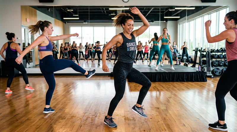 Group practising yoga and stretching in a studio