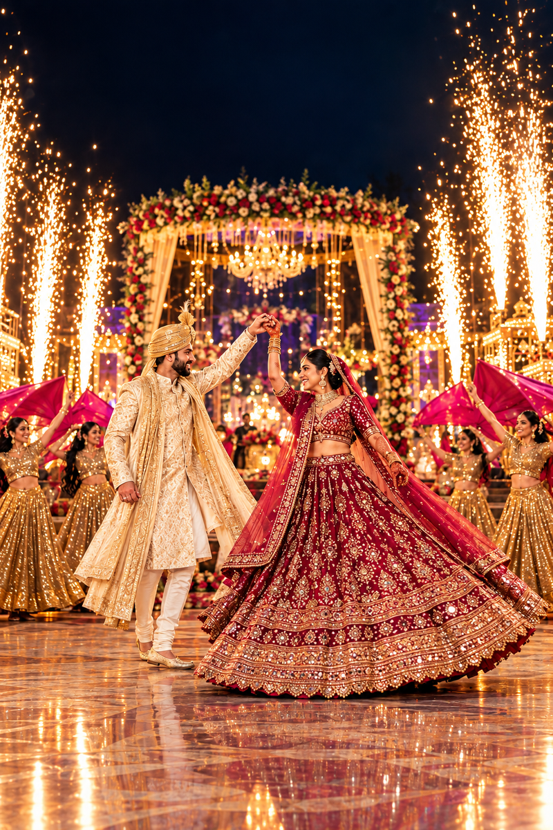 Couple rehearsing wedding choreography