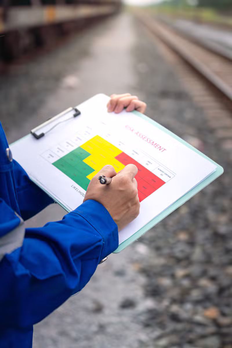 Health and safety consultant reviewing a risk assessment