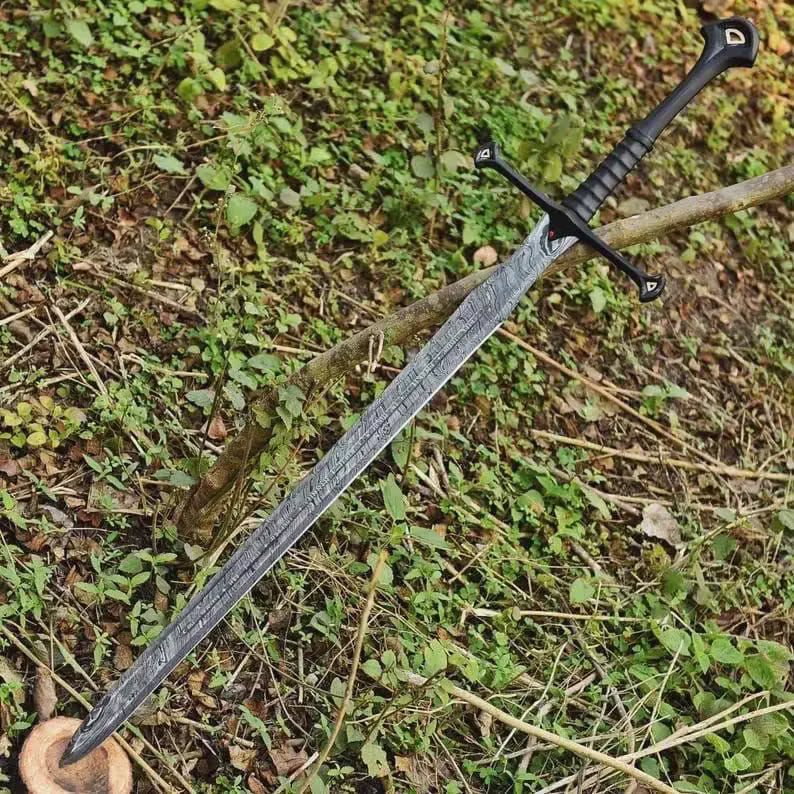 Obsidian Hilt Damascus Sword