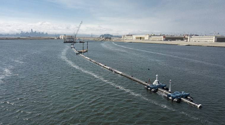 The Ocean Cleanup, Great Pacific Garbage Patch, pacific ocean, trash collection device, plastic waste, plastic waste in ocean, waste disposal, one time use plastic, World News, Indian Express