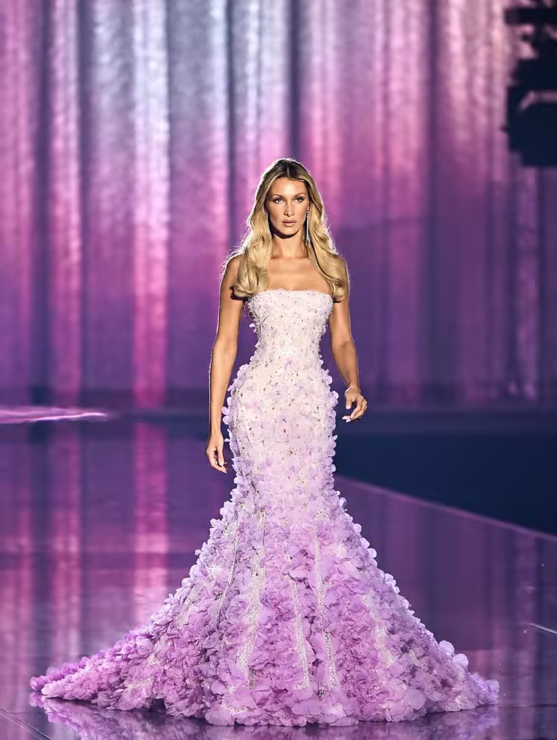Blush Royale collection lilac layered petal mermaid gown look five