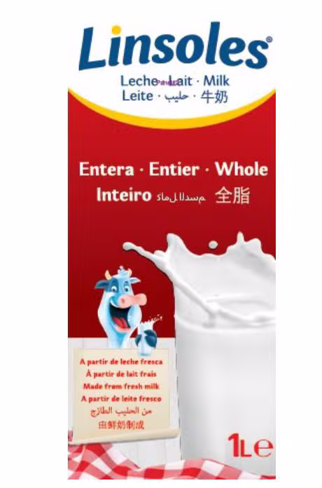Leche Entera UHT de LINSOLES en formato Brick 1 L