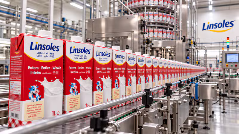 Línea de producción de bricks de leche Linsoles en la planta de envasado