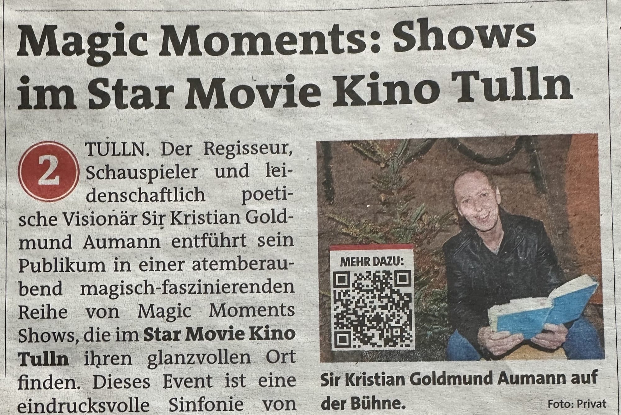 BEZIRKSBLÄTTER NÖ / MAGIC MOMENTS SHOWS 2025 / TIPP der WOCHE