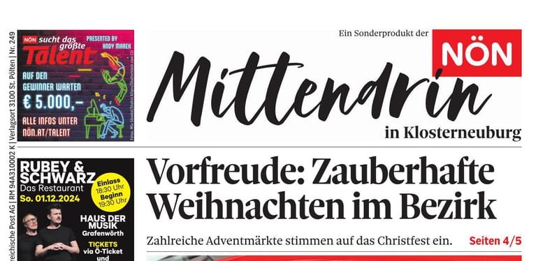 NÖN / MITTENDRIN in KLOSTERNEUBURG und TULLN / MAGIC MOMENTS / ZAUBER der WEIHNACHT 2024