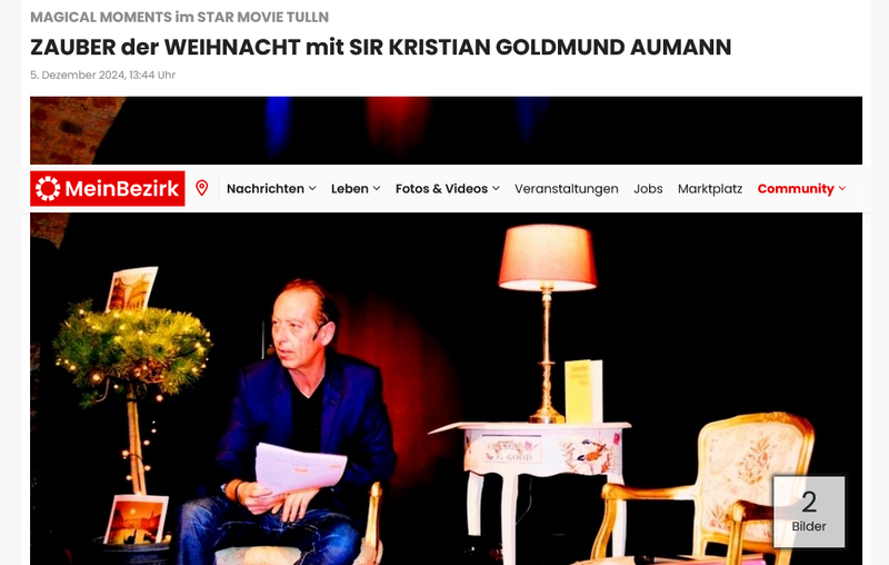 BEZIRKSBLÄTTER NÖ / ZAUBER der WEIHNACHT mit SIR KRISTIAN GOLDMUND AUMANN
