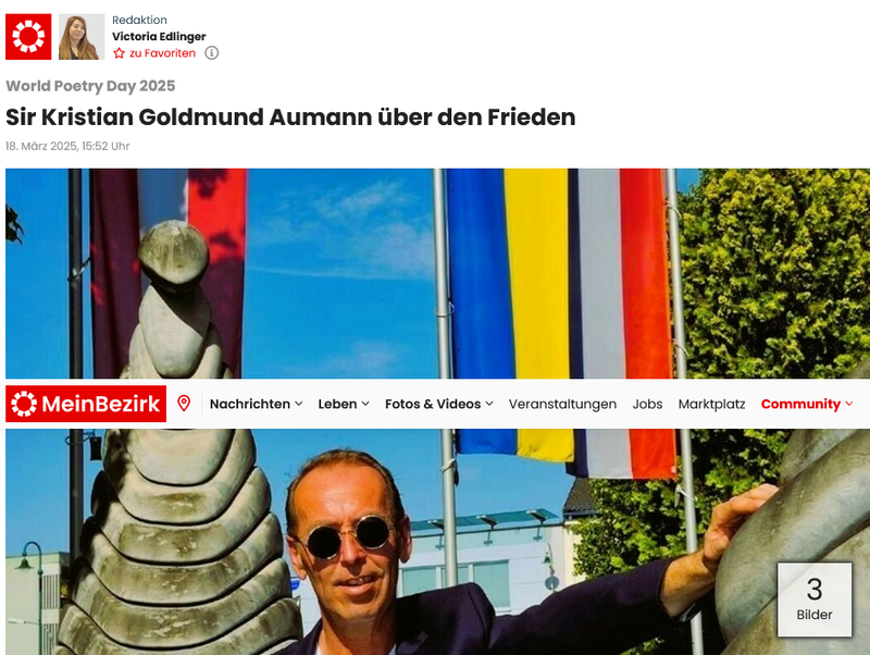 BEZIRKSBLÄTTER / NÖ / World Poetry Day 2025 / INTERVIEW mit SIR KRISTIAN GOLDMUND AUMANN