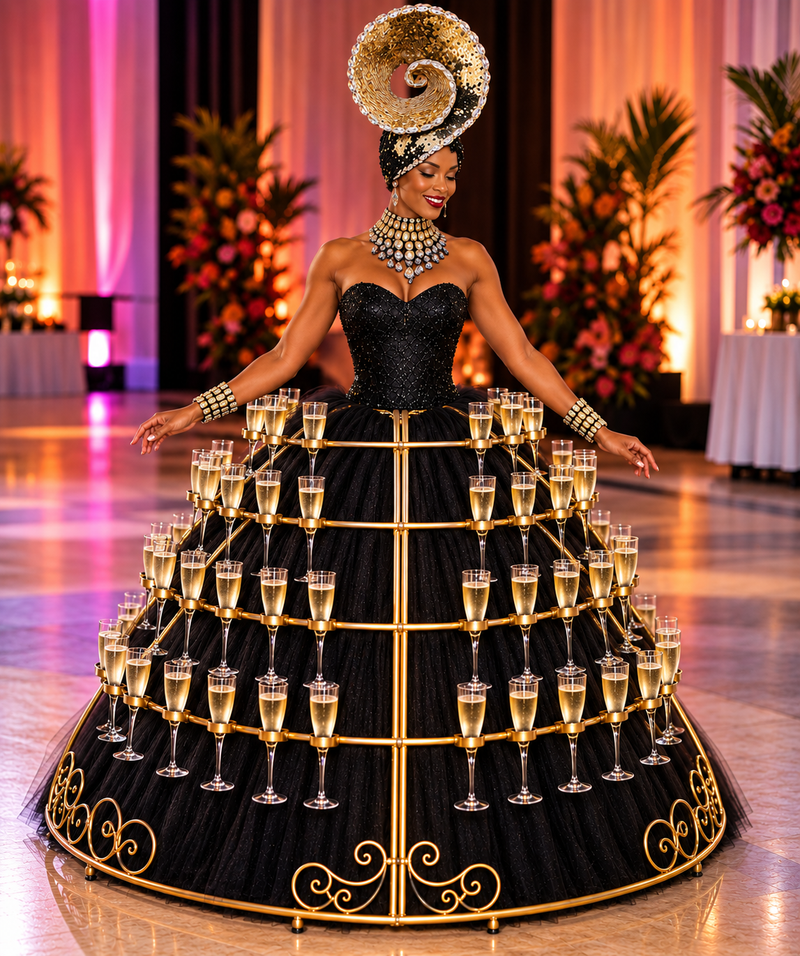 Black Royalty Champagne Rolling Skirt