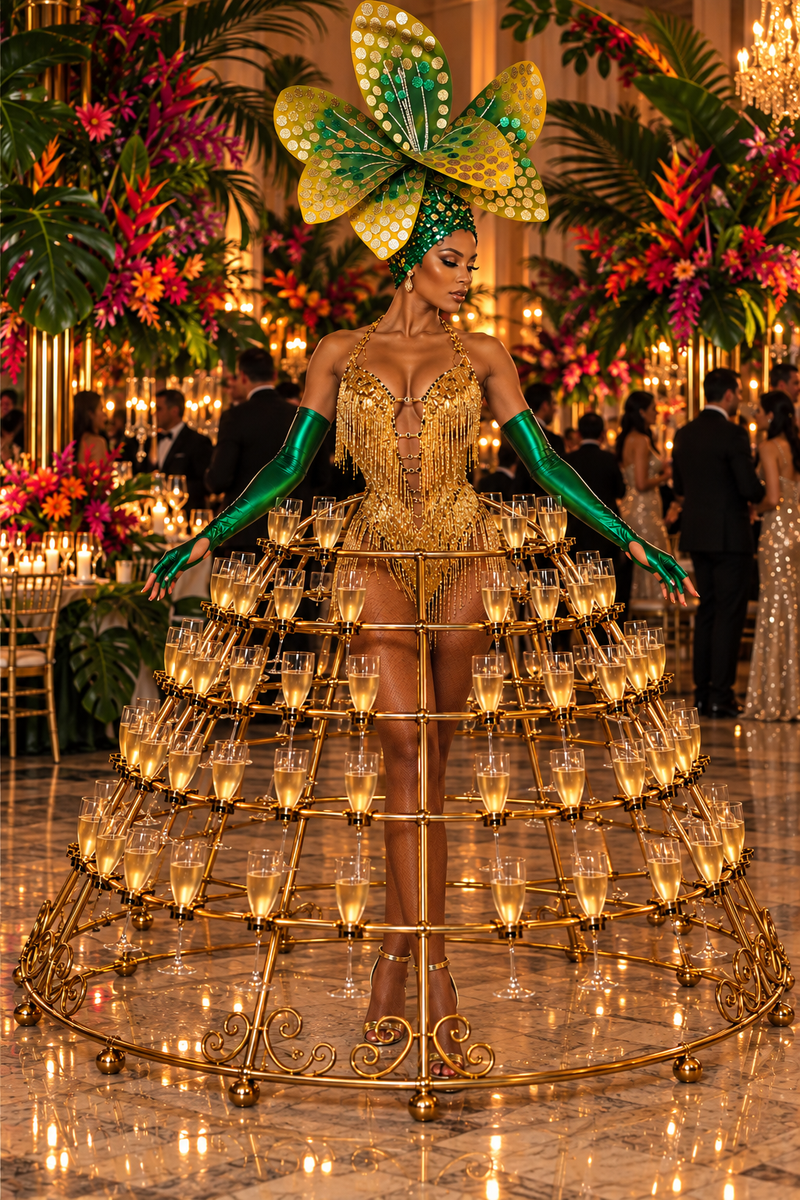 Golden Tropics Champagne Skirt