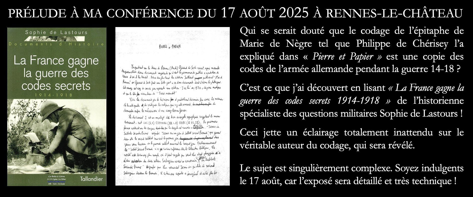 PRELUDE TO MY CONFERENCE ON AUGUST 17, 2025 IN RENNES-LE-CHÂTEAU by Paul Saussez
