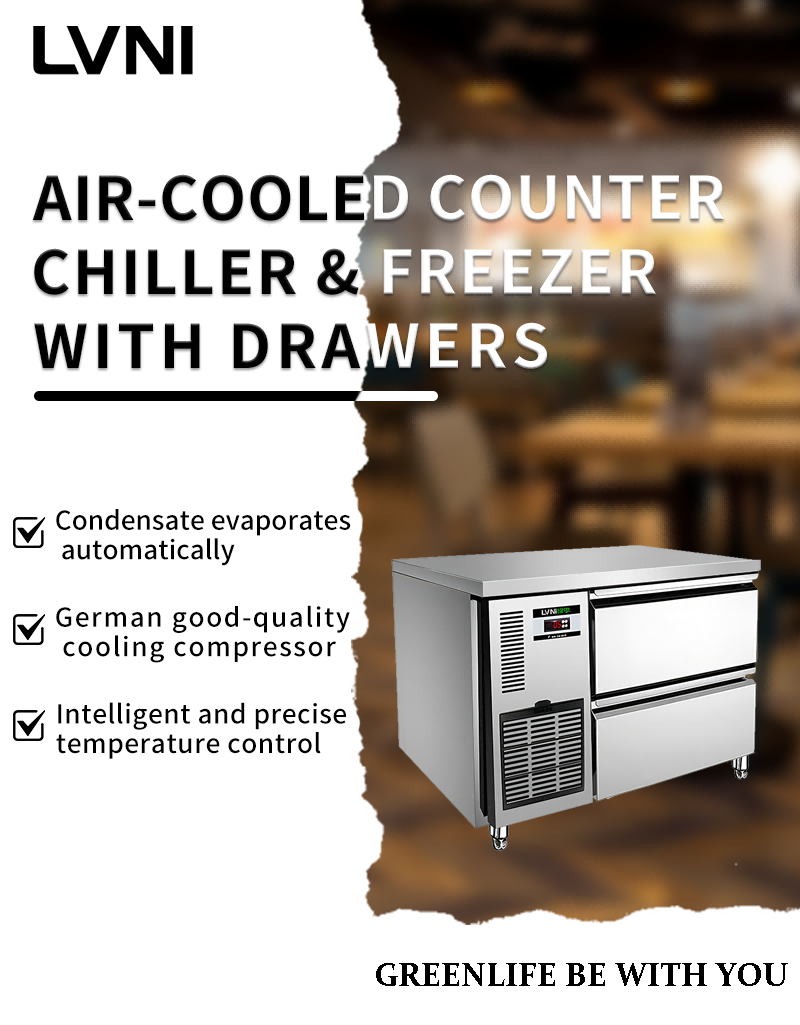 Two drawers undercounter refrigerator drawer