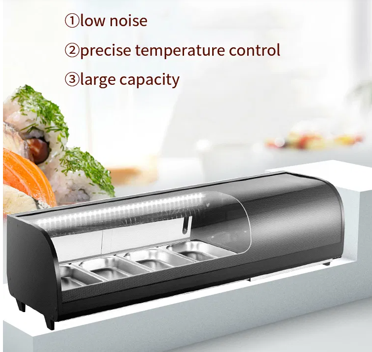 Why is precise temperature control essential for commercial sushi display fridges?