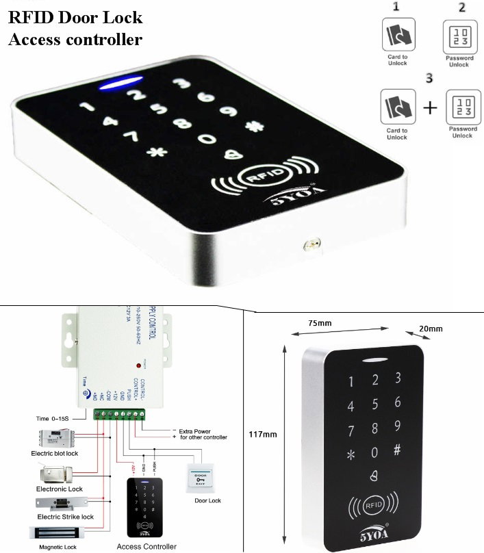 Intercom RFID Access Control System Security Proximity Entry Door Lo...