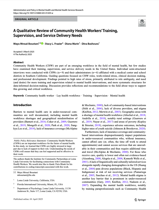 A qualitative review of community health workers’ training, supervision, and service delivery needs