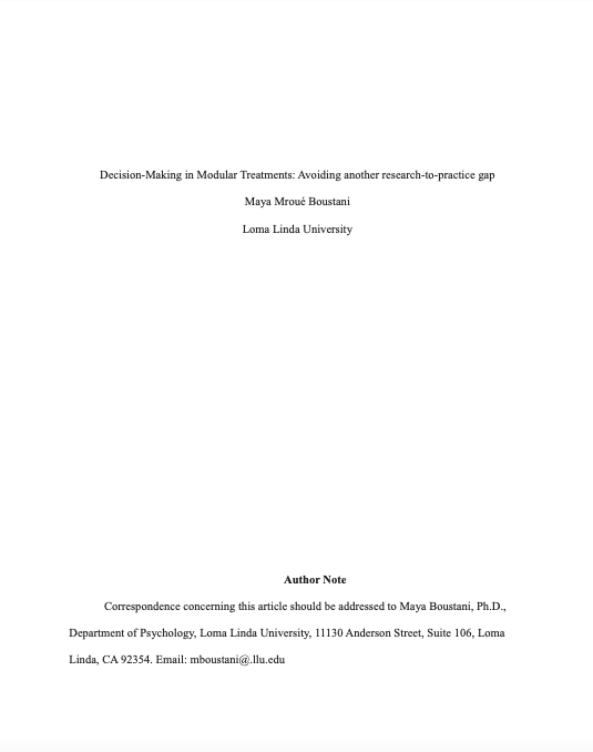 Decision-making in modular treatments: Avoiding another research-to-practice gap