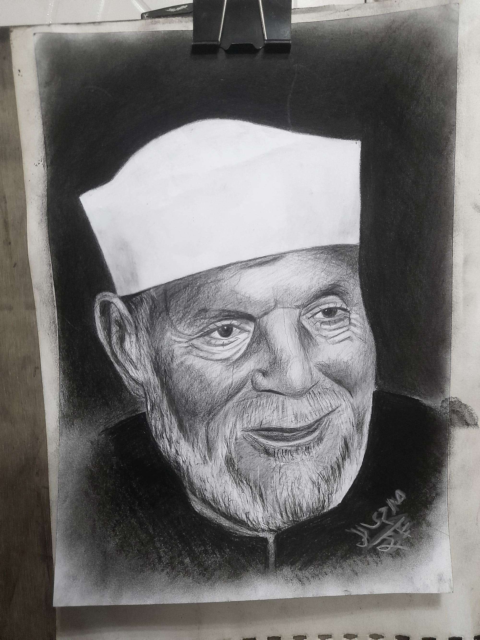 رسم الشيخ الشعراوى بالفحم