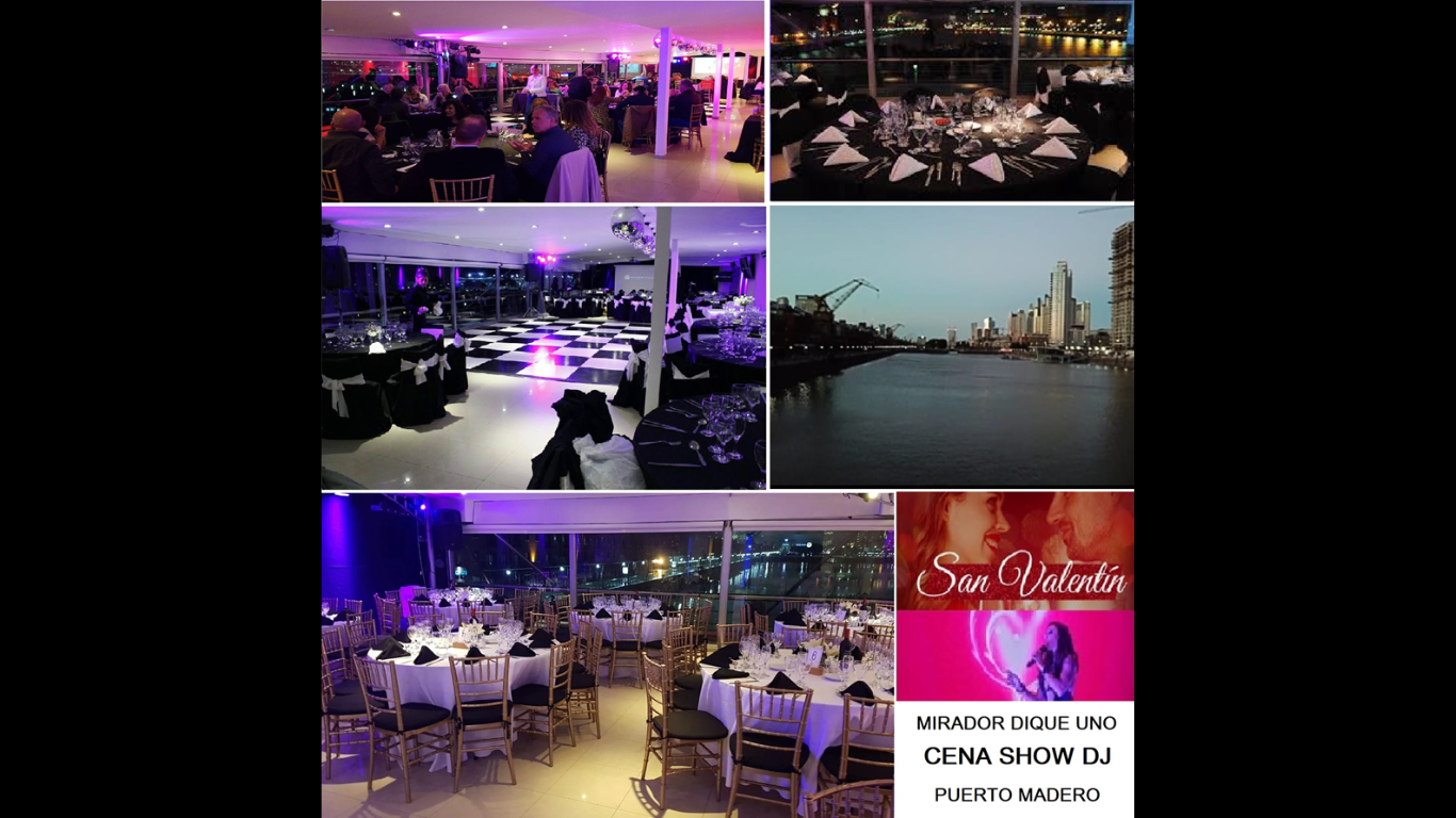 MIRADOR DIQUE UNO PUERTO MADERO Especial  ❤Cena Show San Valentín❤