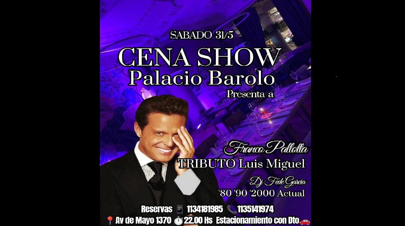 NO TE PIERDAS UNICA FECHA EN MAYO!!!! CENA SHOW CON EL MEJOR TRIBUTO A LUSI MIGUEL en PALACIO BAROLO SABADO 31/5
