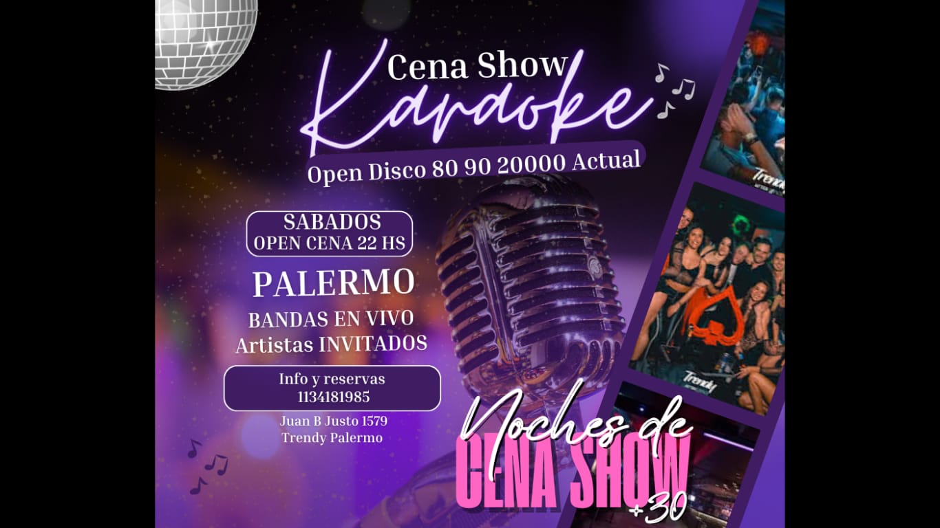 BUSCAS ALGO MAS DESCONTRACTURADO? CENA SHOW KARAOKE BANDAS EN VIVO y DISCO A PURA CUMBIA +30 EN PALERMO