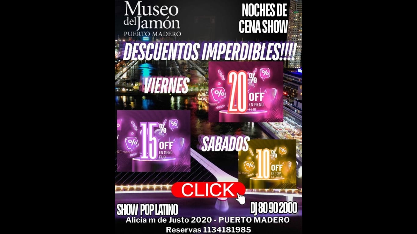 PROMOS IMPERDIBLES DE MAYO en la MEJOR CENA SHOW POP LATINO DE PUERTO MADERO