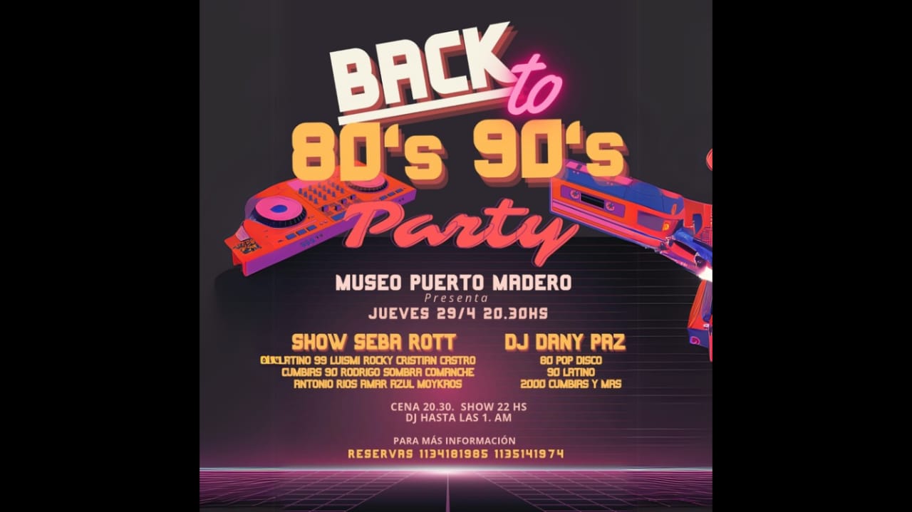 IMPERDIBLE!!! JUEVES 29/5  RETRO PARTY Tenemos NOCHES DE CENA SHOW BAILE y DIVERSION en Museo del Jamon PUERTO MADERO!!! ESPECIAL TRIBUTO POP LATINO 80 90