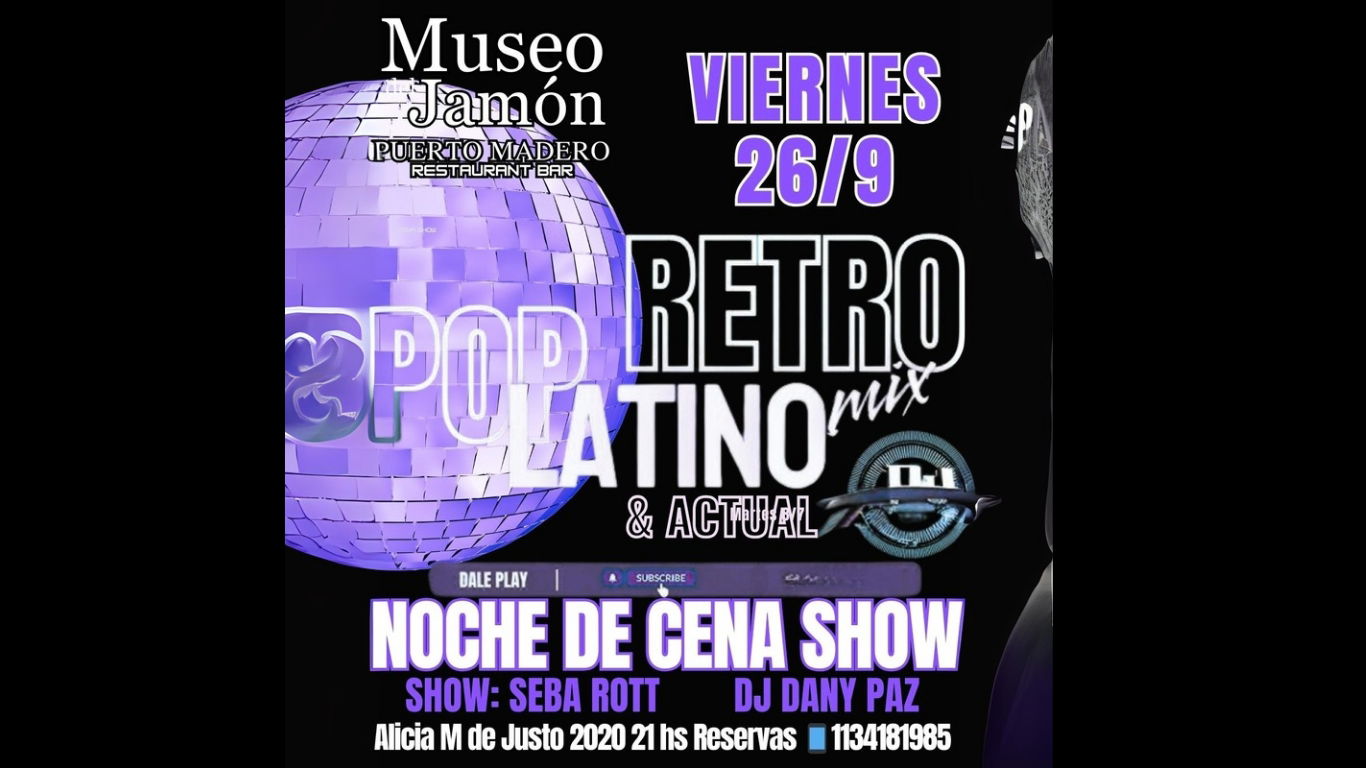 CENA SHOW VIERNES 26/9 POP LATINO y TRIBUTOS EN PUERTO MADERO