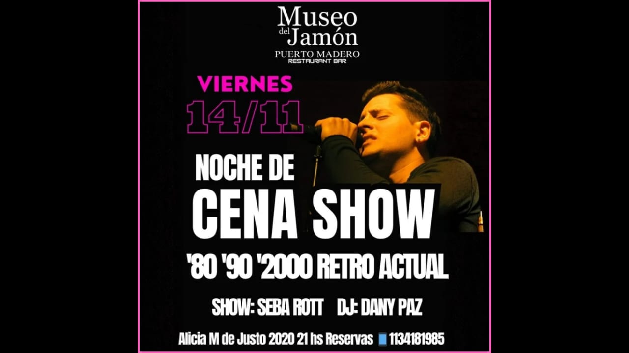 PROXIMO FINDE - CENA SHOW VIERNES 14 de NOVIEMBRE