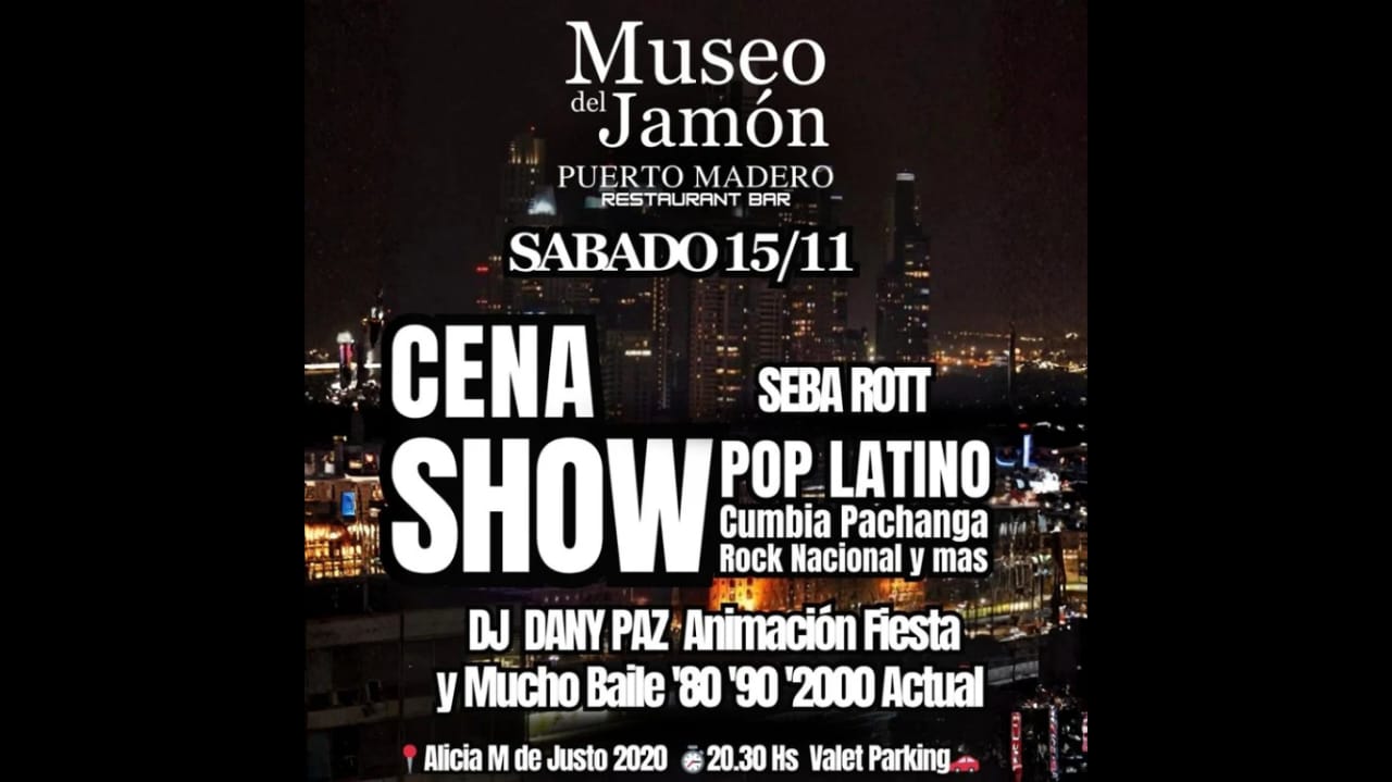 PROXIMO FINDE CENA SHOW SABADO 15 de NOVIEMBRE