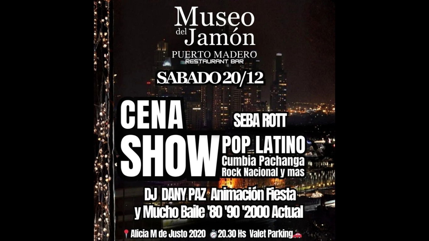 CENA SHOW PUERTO MADERO SABADO 20/12