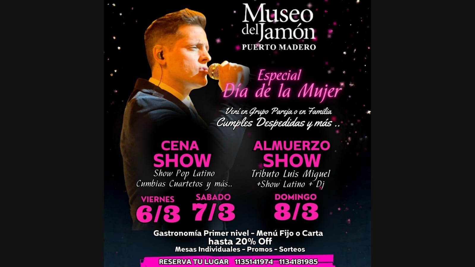 CENA SHOW y ALMUERZO SHOW Pop Latino Tributos en PUERTO MADERO MARZO