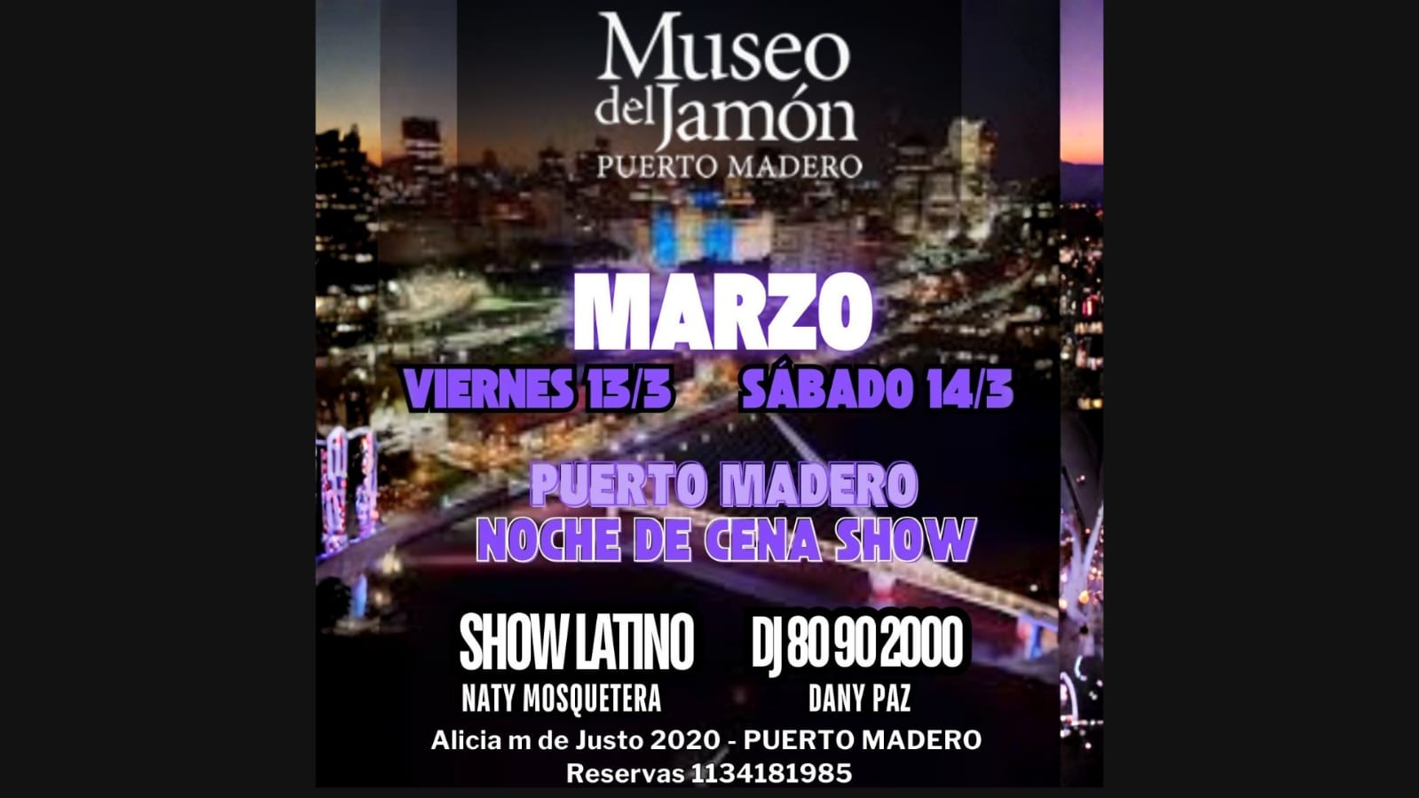 CENA SHOW ESTE FINDE!! Viernes 13/3 y Sábado 14/3