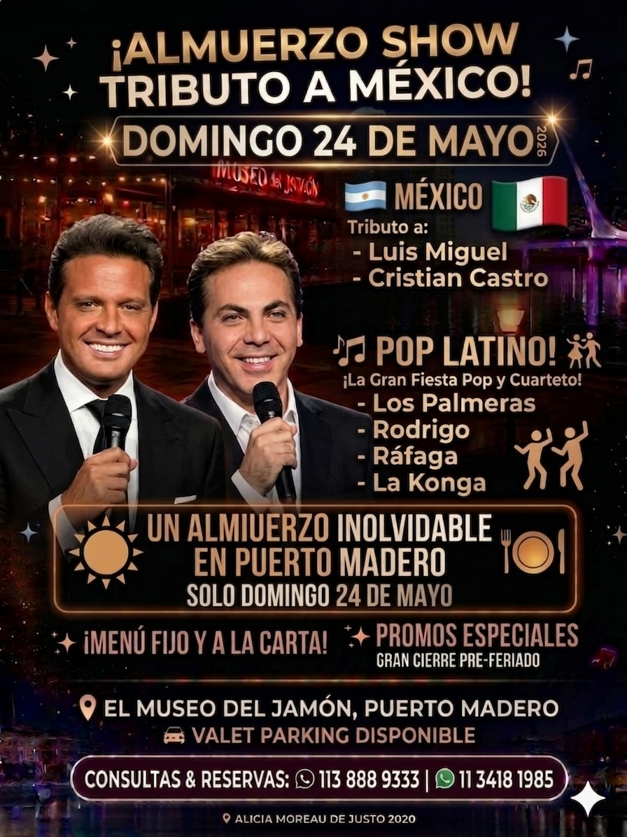 ALMUERZO SHOW TRIBUTO LUIS MIGUEL Y CRISTIAN CASTRO 🥂💃 DOMINGO 24/5