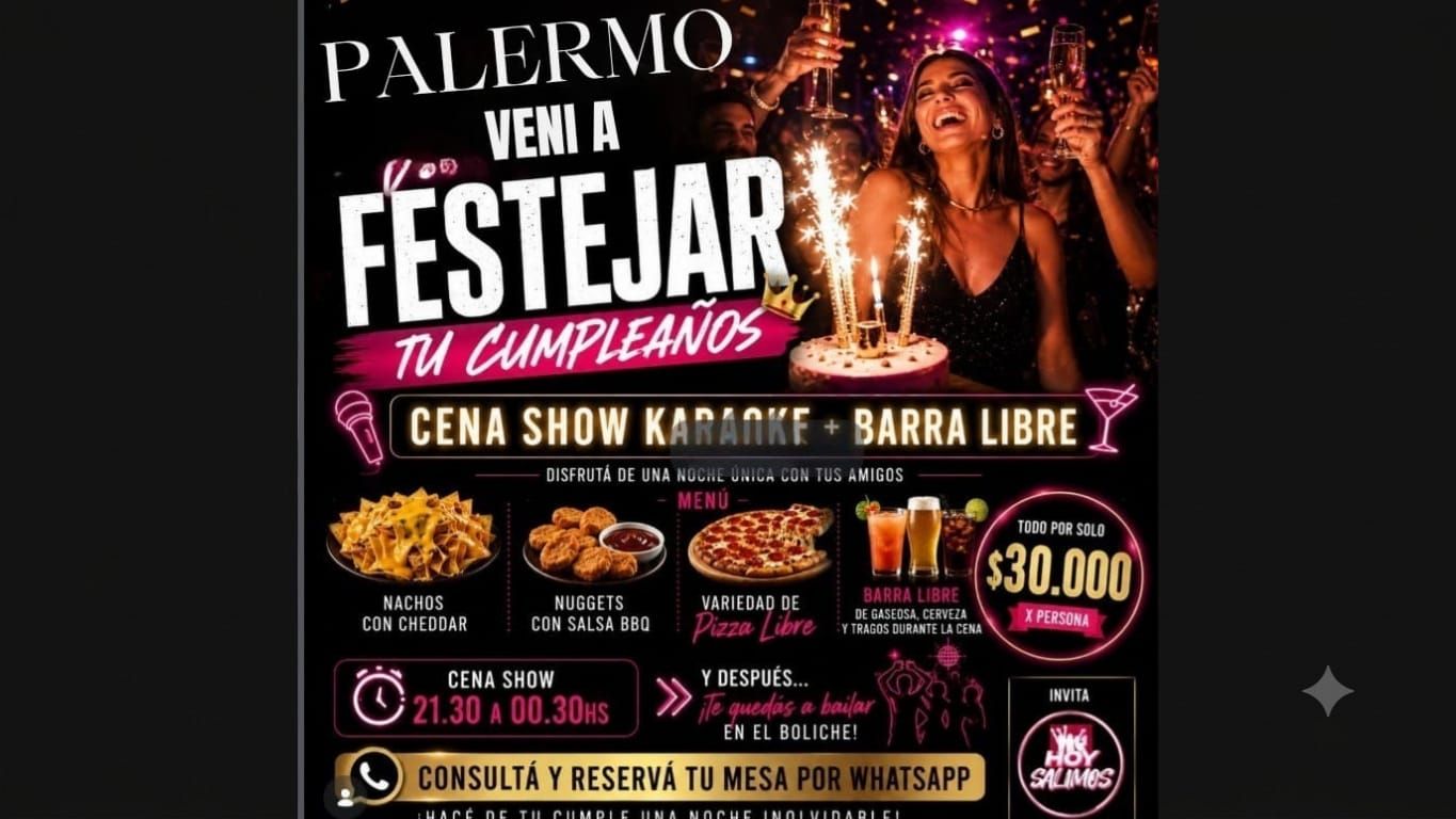 🎤 CENA, KARAOKE & FIESTA: ¡NOCHE DESCONTRACTURADA EN PALERMO!