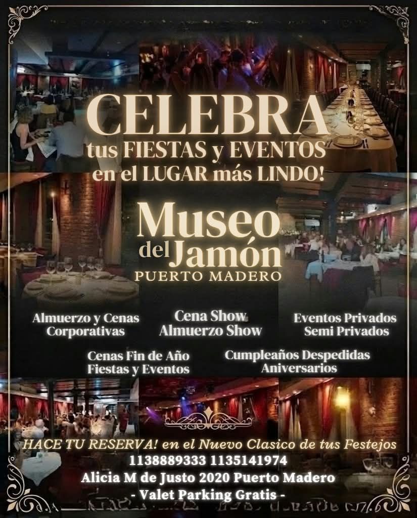 Alt: Funder y propuesta de fiestas de fin de año para empresas en Museo del Jamón Puerto Madero