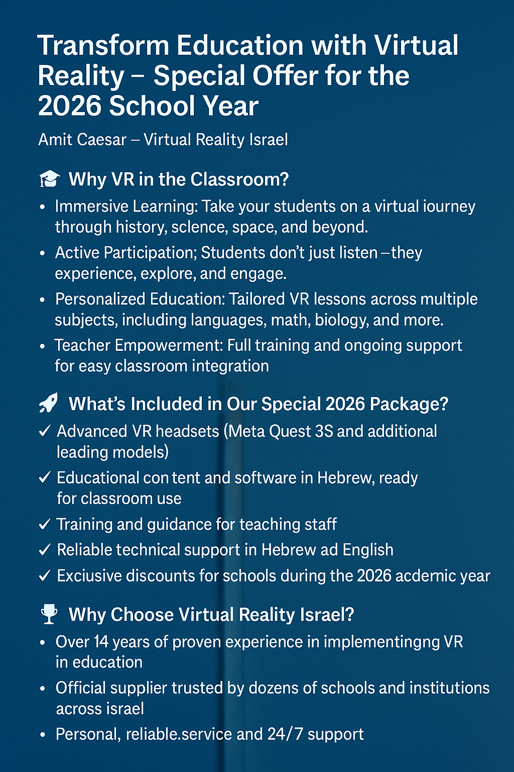🚀 Transform Education with Virtual Reality – Special Offer for the 2026 School Year