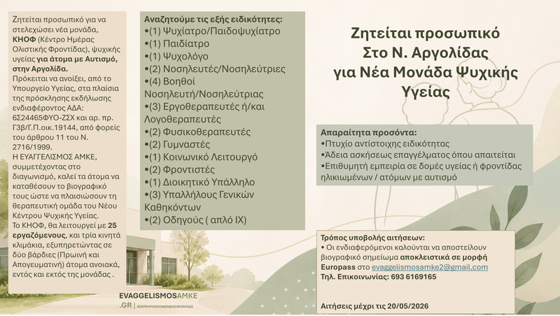 ΠΡΟΣΚΛΗΣΗ ΕΚΔΗΛΩΣΗΣ ΕΝΔΙΑΦΕΡΟΝΤΟΣ ΣΕ ΦΟΡΕΙΣ ΤOY ΑΡΘΡOY 11 ΤΟΥ Ν. 2716/1999 ΓΙΑ ΤΗΝ ΕΠΙΛΟΓΗ ΦΟΡΕΩΝ ΛΕΙΤΟΥΡΓΙΑΣ ΜΟΝΑΔΩΝ ΨΥΧΙΚΗΣ ΥΓΕΙΑΣ