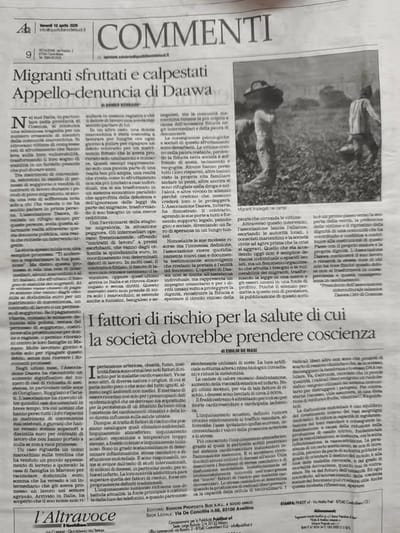 Migranti Sfruttati e Calpestati Appello Denuncia Di DAAWA