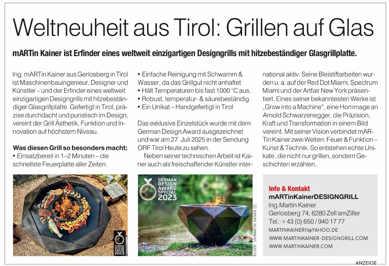 Weltneuheit aus Tirol - Grillen auf Glas - mARTin Kainer