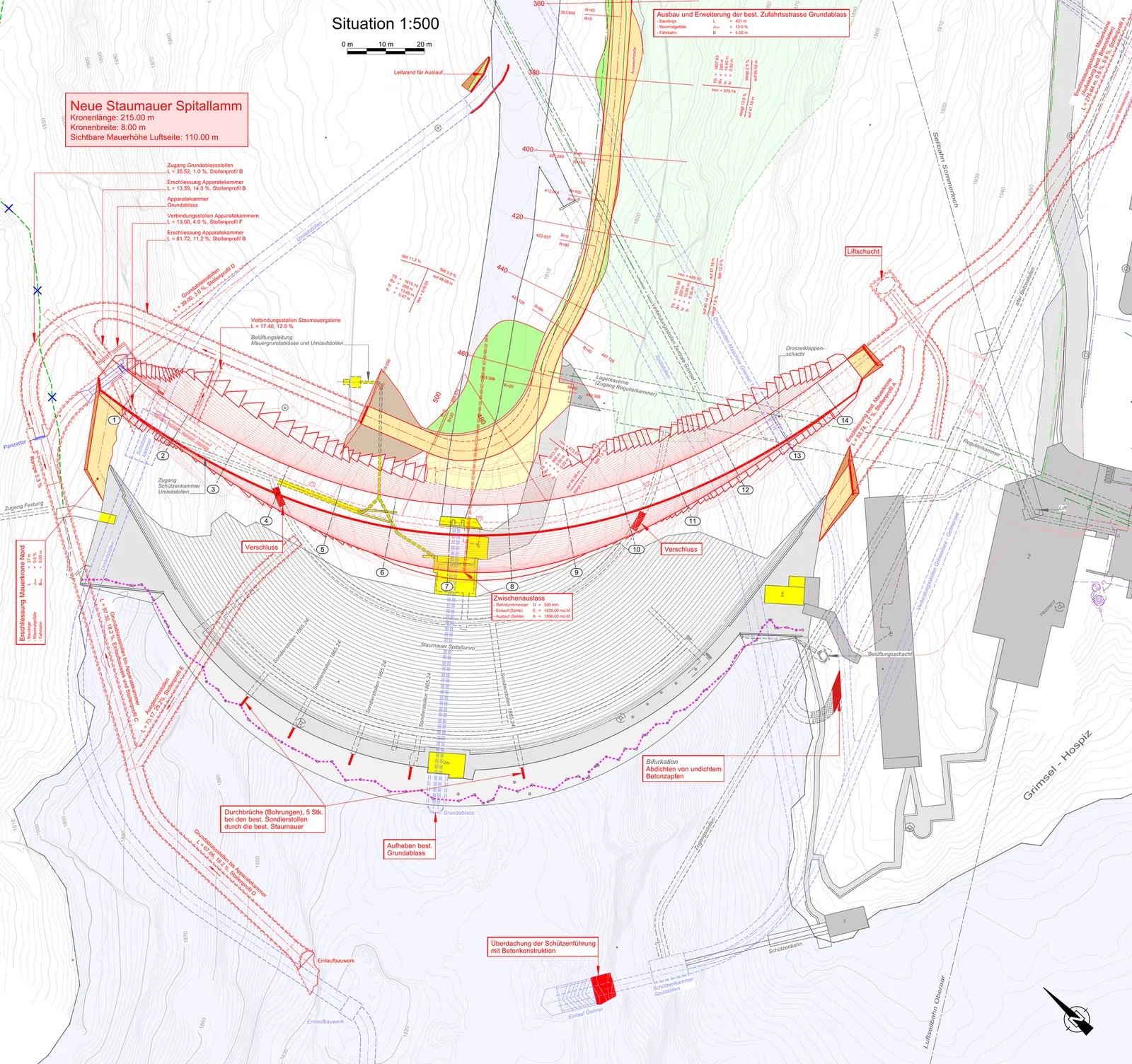 Situation neue Staumauer Spitallamm (Allplan Engineering)