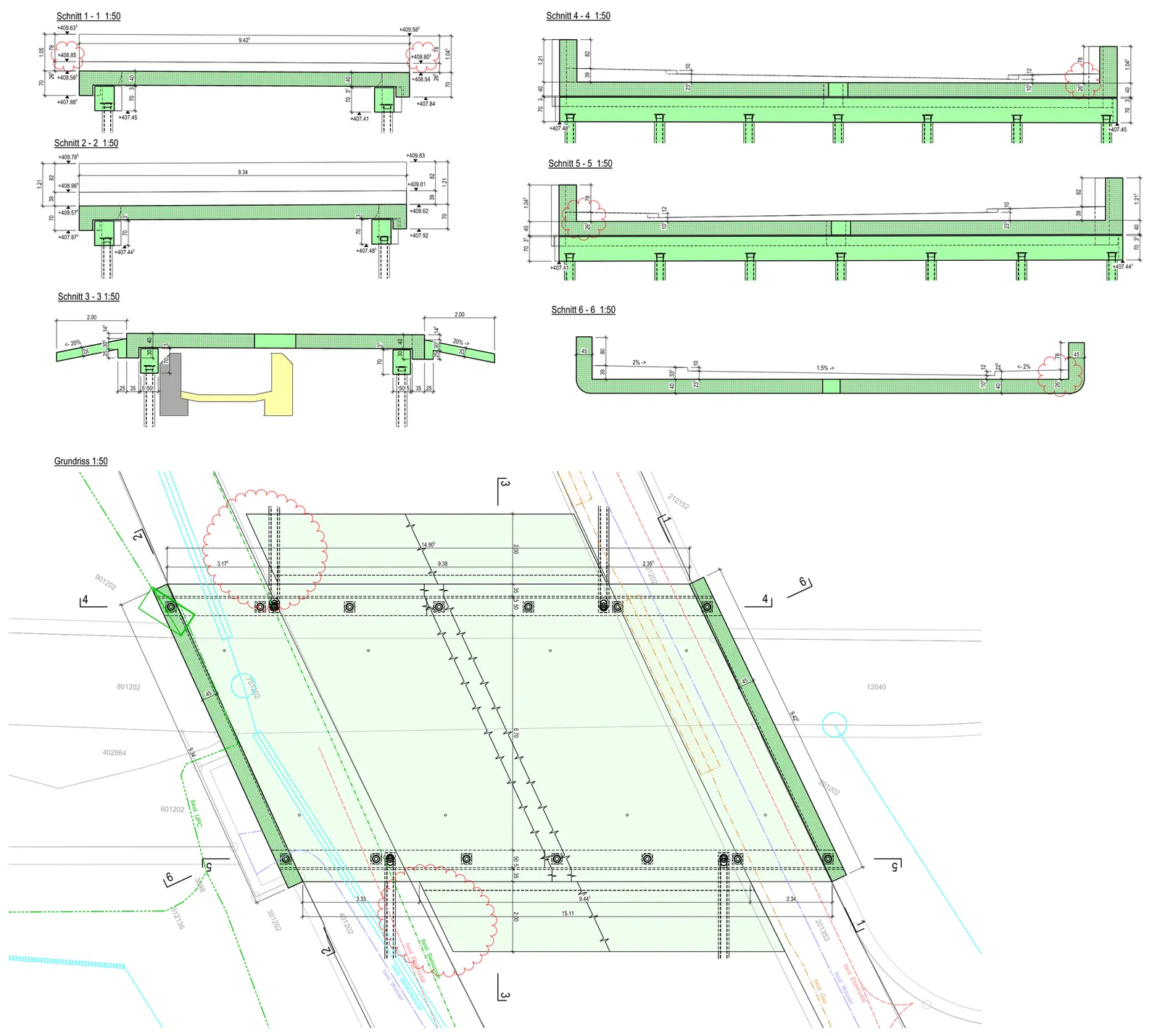 2D Schnitte und Situation aus dem 3D Modell CAD BIM-Software Allplan