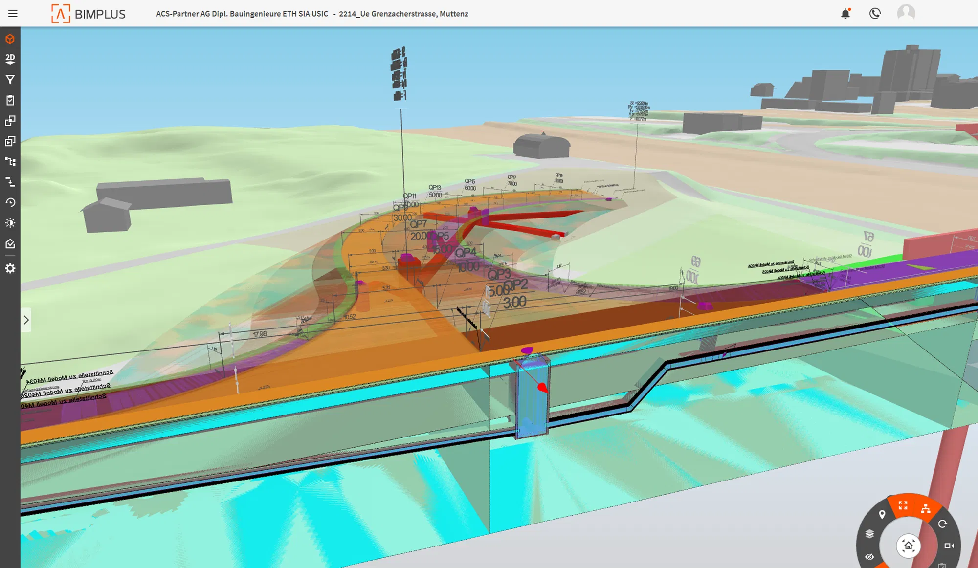 Parametrisches Dammbauwerk aus Allplan Road und weiteren interaktiven Tools Bimplus